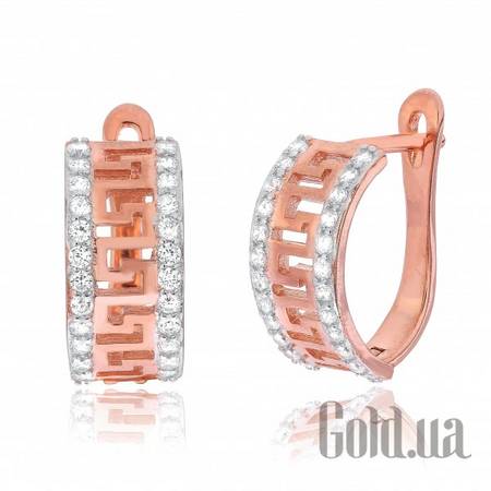 Серьги Серебряные серьги с  куб. циркониями в позолоте