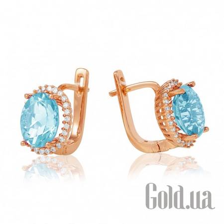 Серьги Золотые серьги с куб. циркониями и топазами