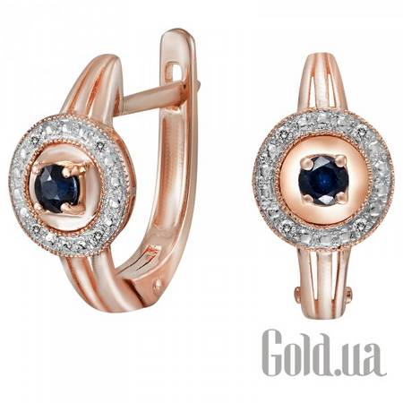 Серьги Золотые серьги с бриллиантами и сапфирами