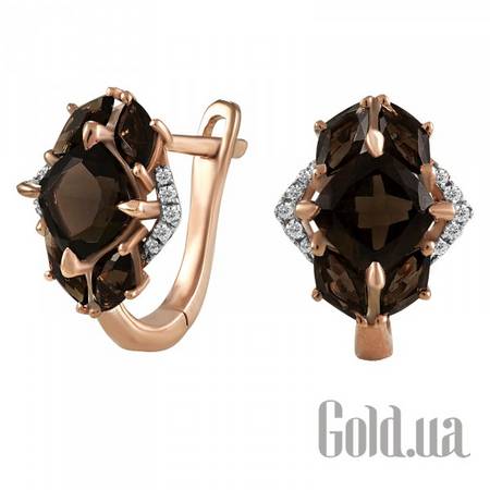 Серьги Золотые серьги с бриллиантами и кварцами