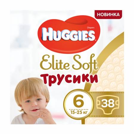 Подгузники-трусики Huggies Elite Soft, размер 6(XL+), 15-25 кг, 38 шт
