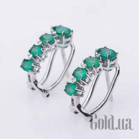 Серьги Золотые серьги с бриллиантами и изумрудами
