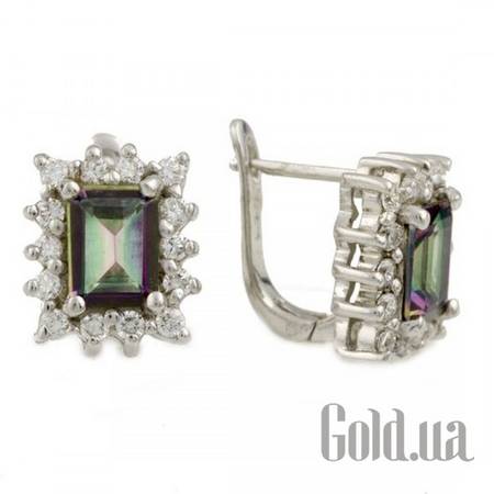 Серьги Серебряные серьги с топазами и куб.циркониями