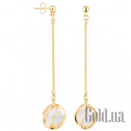 Серьги с подвесками Серьги с куб. циркониями и лунными камнями