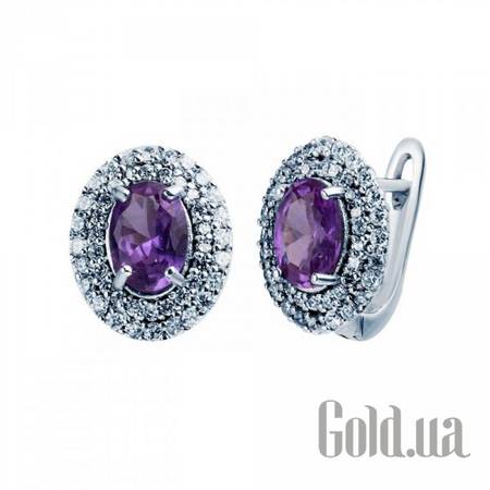 Серьги Серебряные серьги с александритами и куб. циркониями