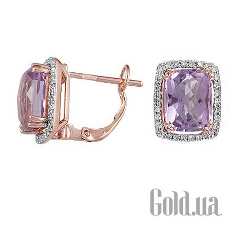 Серьги Золотые серьги с бриллиантами и аметистами
