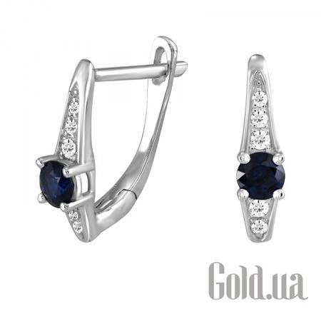 Серьги Золотые серьги с бриллиантами и сапфирами