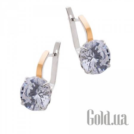 Серьги Серебряные серьги с куб. циркониями в позолоте