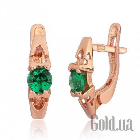 Серьги Серебряные серьги с  куб. циркониями в позолоте