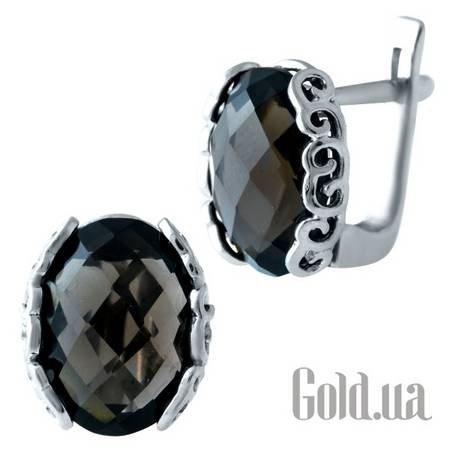 Серьги Серебряные серьги с раухтопазами