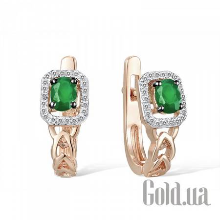 Серьги Золотые серьги с бриллиантами и изумрудами