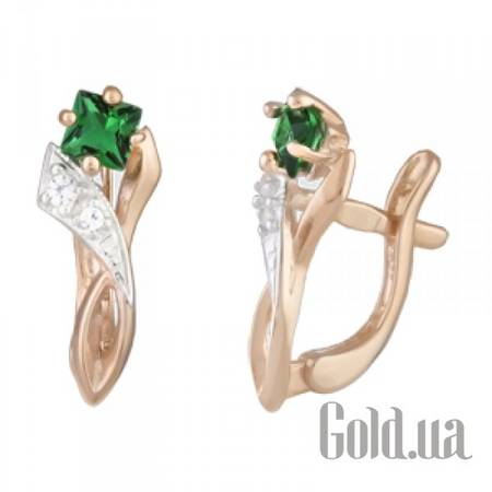 Серьги Серебряные серьги с куб. циркониями в позолоте