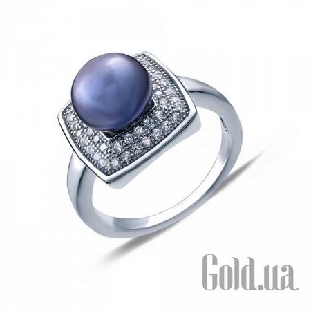 Женские кольца Женское серебряное кольцо с жемчугом и куб. циркониями, 16