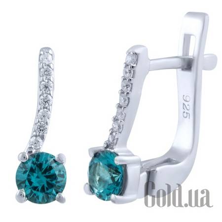 Серьги Серебряные серьги с топазами и куб. циркониями