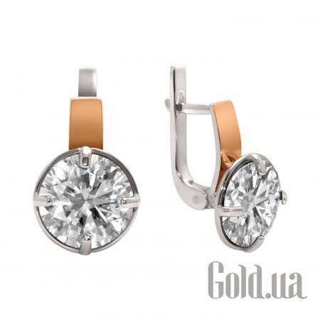 Серьги Серебряные серьги с куб. циркониями в позолоте