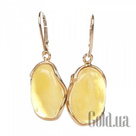 Серьги с подвесками Серебряные серьги с янтарем