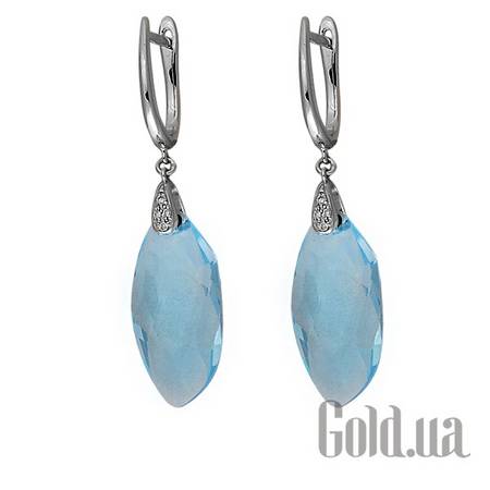 Серьги с подвесками Золотые серьги с бриллиантами и топазами