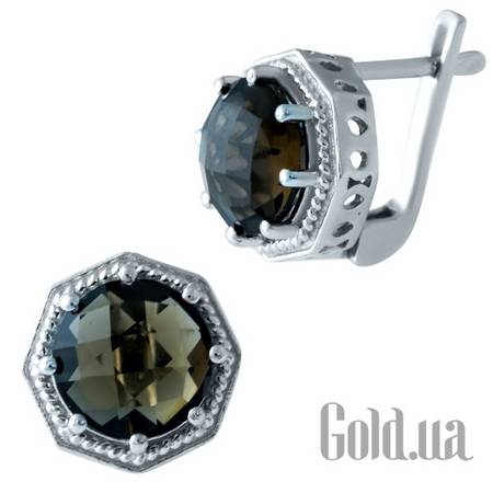 Серьги Серебряные серьги с раухтопазами