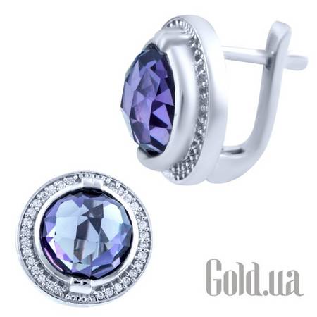 Серьги Серебряные серьги с александритами и куб. циркониями