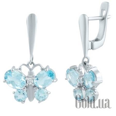 Серьги с подвесками Серебряные серьги с топазами и куб.циркониями