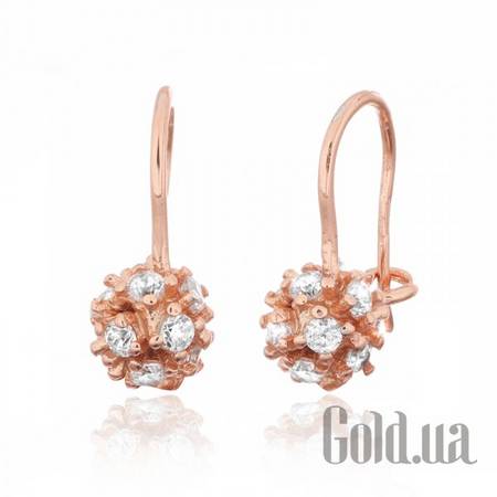 Серьги Серебряные серьги с куб. циркониями в позолоте