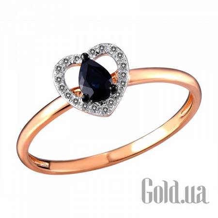 Кольцо Золотое кольцо с бриллиантами и сапфиром, 16.5
