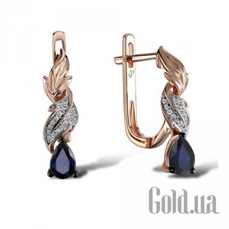 Серьги Золотые серьги с бриллиантами и сапфирами