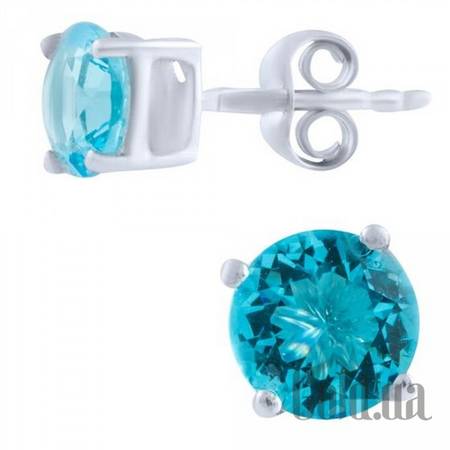 Серьги-гвоздики Серебряные серьги с синт. аквамаринами
