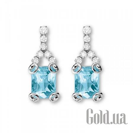 Серьги Золотые серьги с бриллиантами и топазами