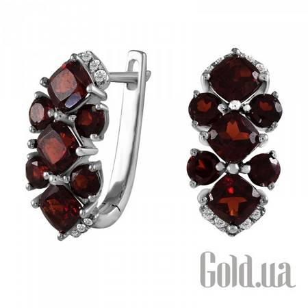 Серьги Золотые серьги с гранатами и бриллиантами