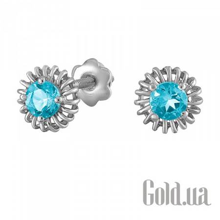 Серьги-гвоздики Золотые серьги с топазами