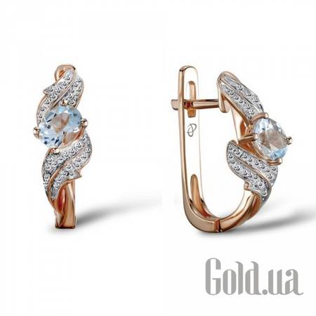 Серьги Золотые серьги с бриллиантами и топазами
