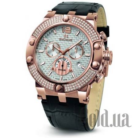 Швейцарские часы 4490.2.503 white, pvd-r stones, brown leather