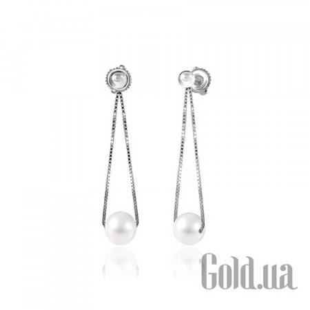 Серьги с подвесками Серебряные серьги  с жемчугом