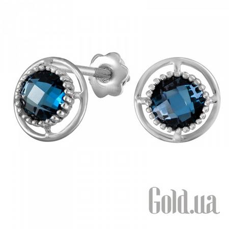 Серьги-гвоздики Золотые серьги с топазами