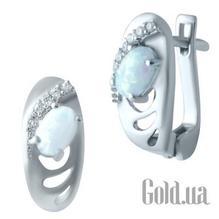 Серьги Серебряные серьги с опалами и куб. циркониями