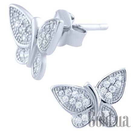 Серьги-гвоздики Серебряные серьги с куб. циркониями