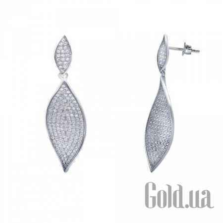 Серьги с подвесками Серебряные серьги с куб. циркониями