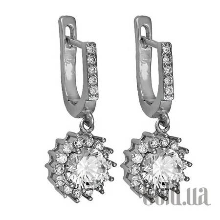 Серьги с подвесками Серебряные серьги с куб. циркониями