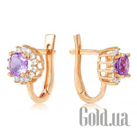 Серьги Золотые серьги с аметистами и куб. циркониями