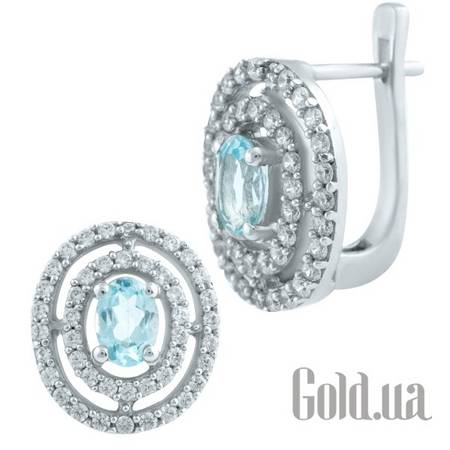 Серьги Серебряные серьги с топазами и куб. циркониями