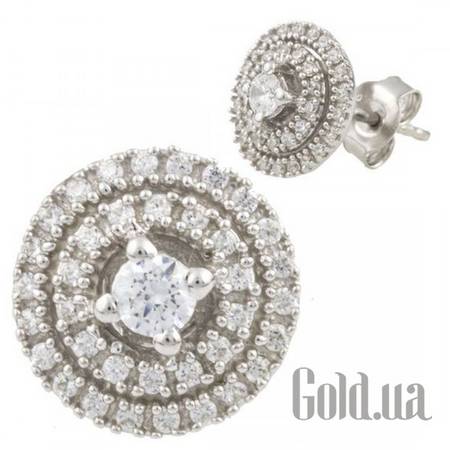 Серьги-гвоздики Серебряные серьги с куб. циркониями