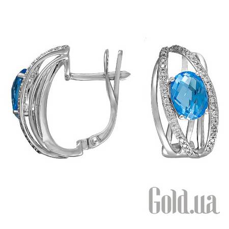 Серьги Золотые серьги с бриллиантами и топазами