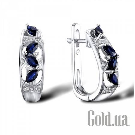 Серьги Золотые серьги с бриллиантами и сапфирами
