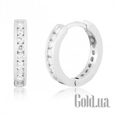 Серьги-кольца Серебряные серьги с куб. циркониями