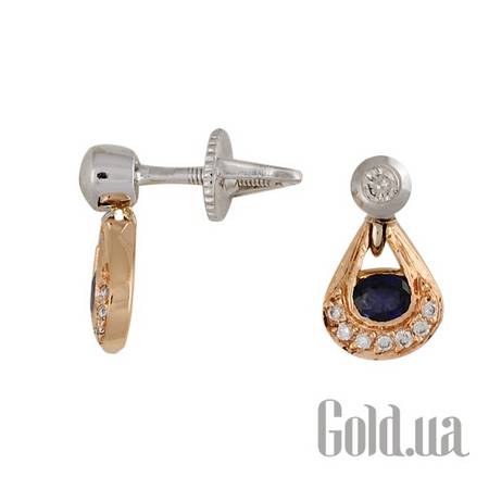 Серьги с подвесками Золотые серьги с бриллиантами и сапфирами