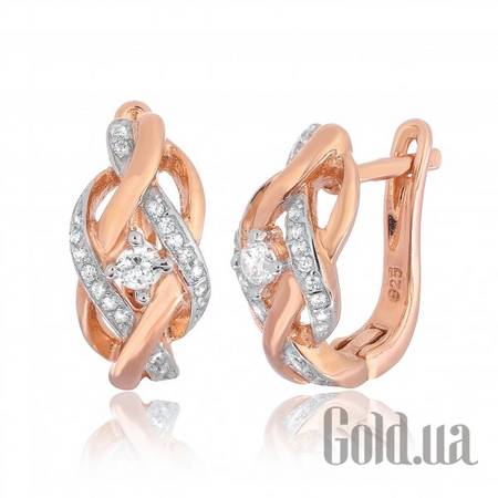 Серьги Серебряные серьги с  куб. циркониями в позолоте