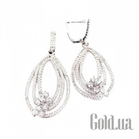 Серьги с подвесками Серебряные серьги с куб. циркониями