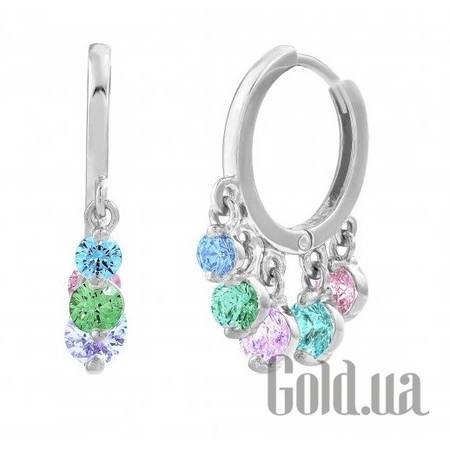 Серьги с подвесками Золотые серьги с циркониями Swarovski Zirconia