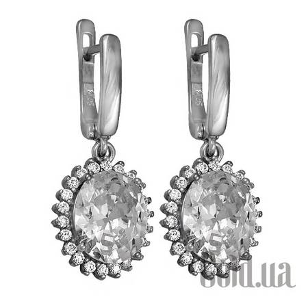 Серьги с подвесками Серебряные серьги с куб. циркониями